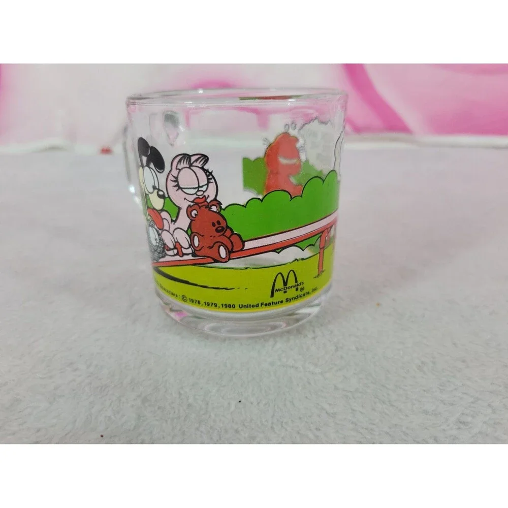 Vintage McDonald's Garfield Glass Cup Mug Jim Davis Odie 1978 Collectible 8oz